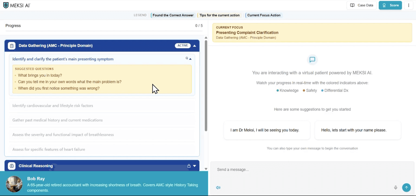 The MEKSI learn mode interface
